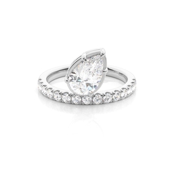 Diagonal Bezel Set Diamond Engagement Ring