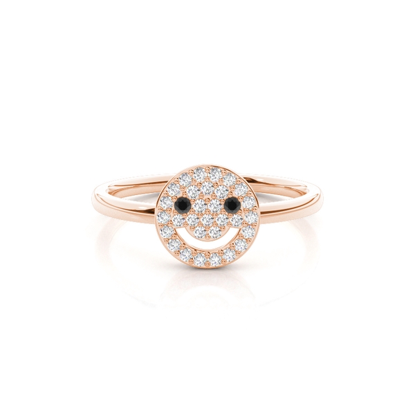 Smiley-Ring mit runden Diamanten im Pavé-Set