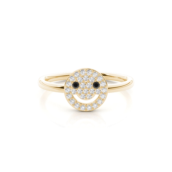 Smiley-Ring mit runden Diamanten im Pavé-Set
