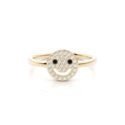 Smiley-Ring mit runden Diamanten im Pavé-Set
