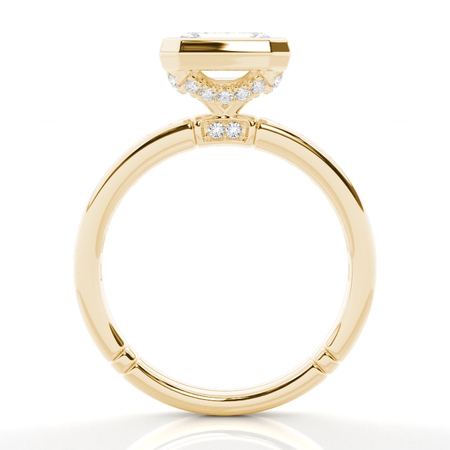 Bezel Set East-West Engagement Ring With Diamond Accented Shank