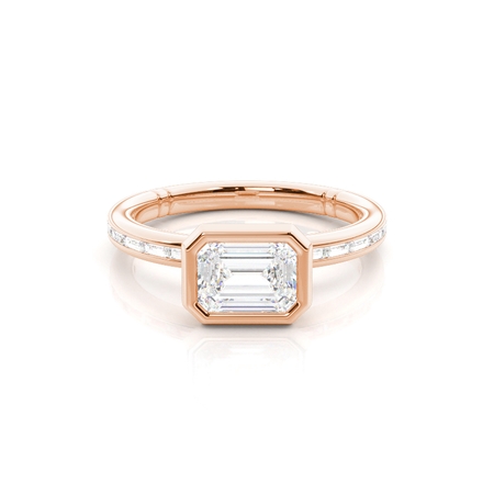 Bezel Set East-West Engagement Ring With Diamond Accented Shank