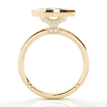 Bezel Set East-West Engagement Ring With Diamond Accented Shank