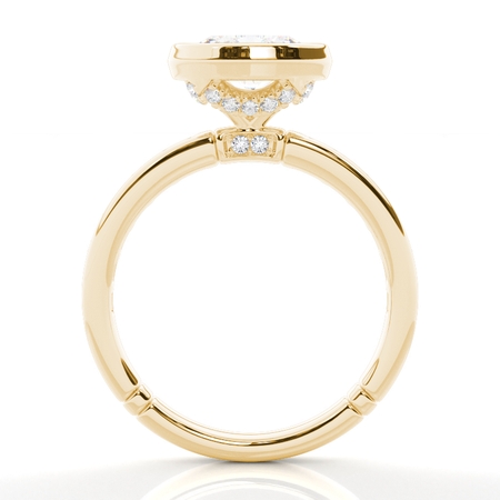 Bezel Set East-West Engagement Ring With Diamond Accented Shank