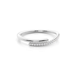 Two Row Round Diamond Stackable Delicate Ring