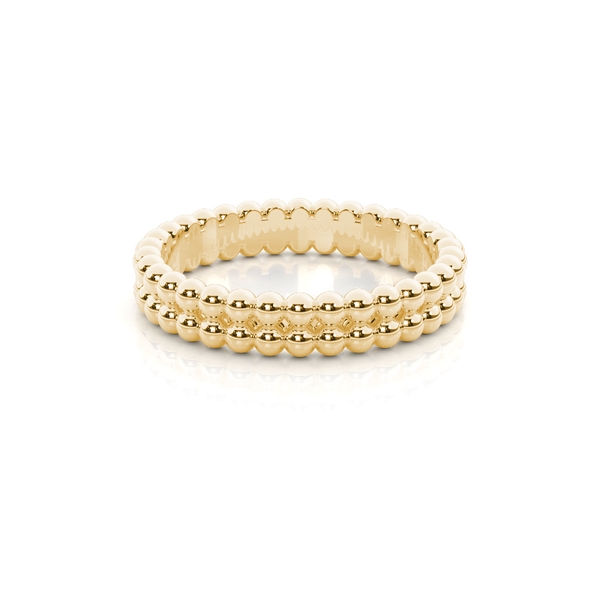 Zarter, stapelbarer Alltagsring mit zwei Reihen Perlenbesatz