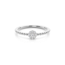 Round Diamond Pave Set Cluster Delicate Ring