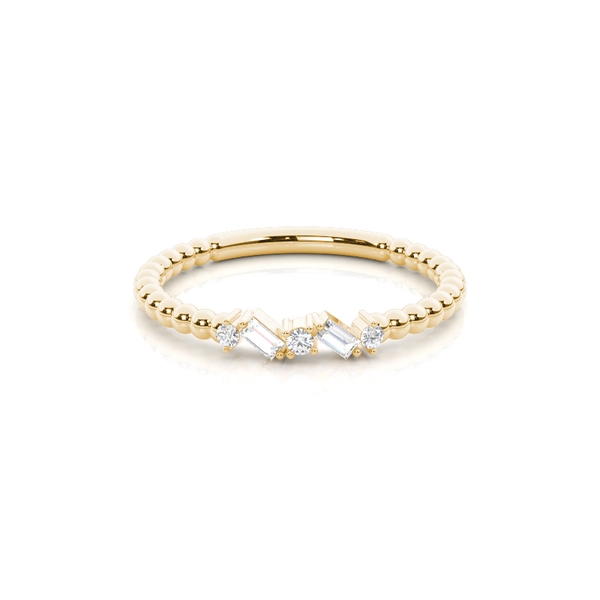 Round and Baguette Diamonds Delicate Everyday Ring