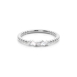 Round and Baguette Diamonds Delicate Everyday Ring