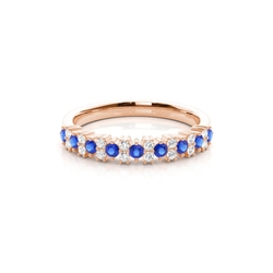 Blue Sapphire and Diamond Prong Set Eternity Ring