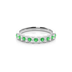 Emerald and Diamond Prong Set Eternity Ring