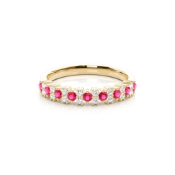 Rubin- und Diamant-Eternity-Ring – Krappenfassung