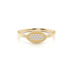 Perlenbesetzter Pavé-Ring mit runden Diamanten – Für den Alltag