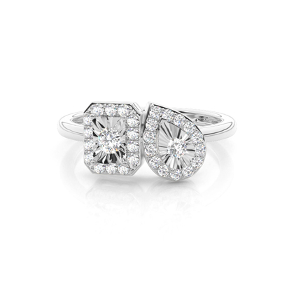 Toi-et-Moi-Halo-Ring – Illusionsfassung mit Diamanten