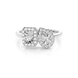 Toi-et-Moi-Halo-Ring – Illusionsfassung mit Diamanten