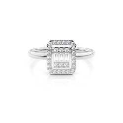 Round and Baguette Diamond Delicate Cluster Ring