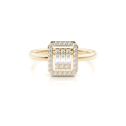 Zarter Cluster-Ring mit runden und Baguette-Diamanten
