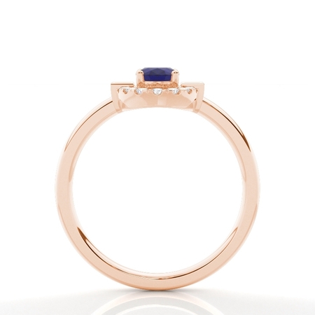 Alltagsring mit Princess- und Runddiamanten & ovalem blauen Saphir