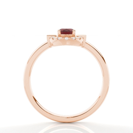 Alltagsring mit Princess- und Runddiamanten & ovalem Rubin