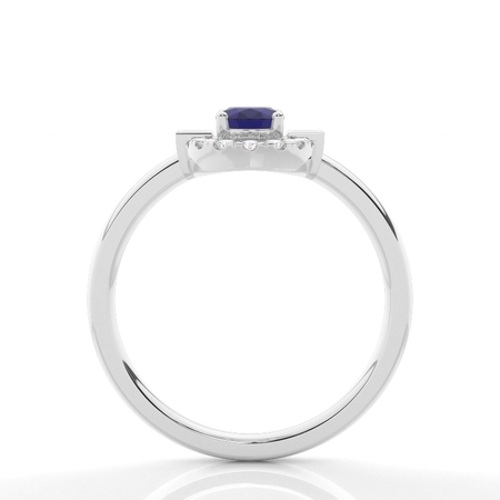 Alltagsring mit Princess- und Runddiamanten & ovalem blauen Saphir