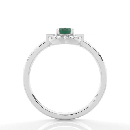 Alltagsring mit Princess- und Runddiamanten & ovalem Smaragd