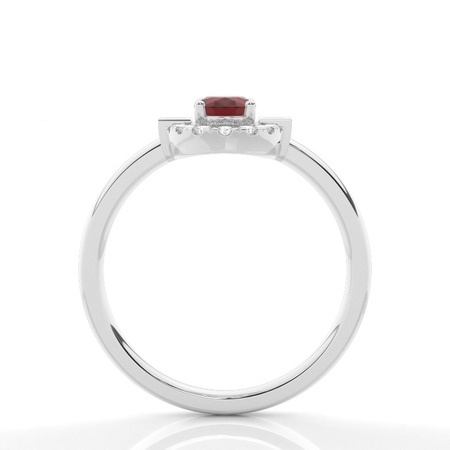 Alltagsring mit Princess- und Runddiamanten & ovalem Rubin