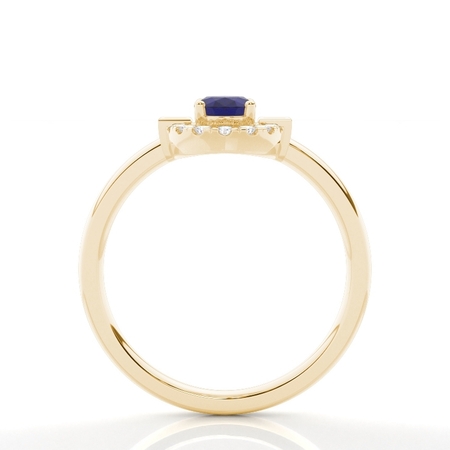 Alltagsring mit Princess- und Runddiamanten & ovalem blauen Saphir