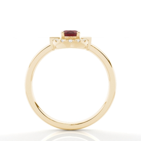 Alltagsring mit Princess- und Runddiamanten & ovalem Rubin