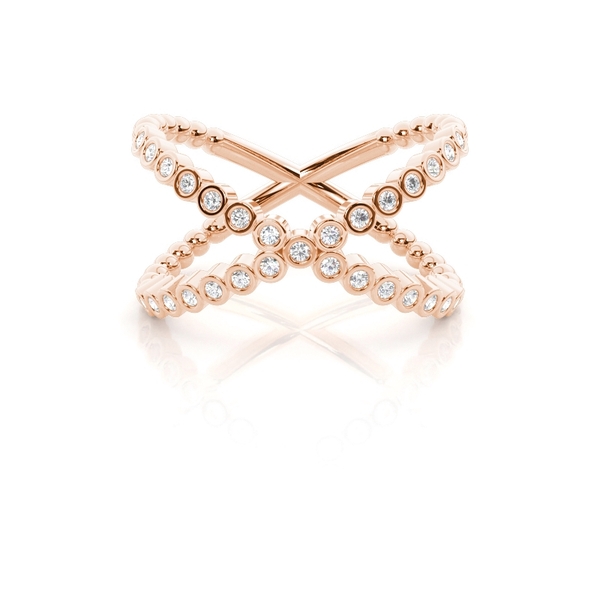 Criss-Cross Alltagsring mit Diamant-Perlenbesatz