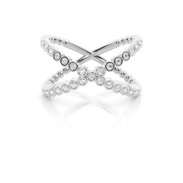 Criss-Cross Alltagsring mit Diamant-Perlenbesatz