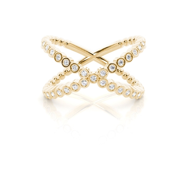 Criss- Cross Beaded Diamond Everyday Ring