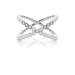Criss- Cross Beaded Diamond Everyday Ring