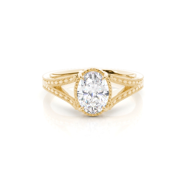 Vintage Verlobungsring mit Solitär-Diamant und geteiltem Ringband