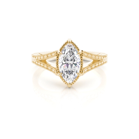 Vintage Verlobungsring mit Solitär-Diamant und geteiltem Ringband
