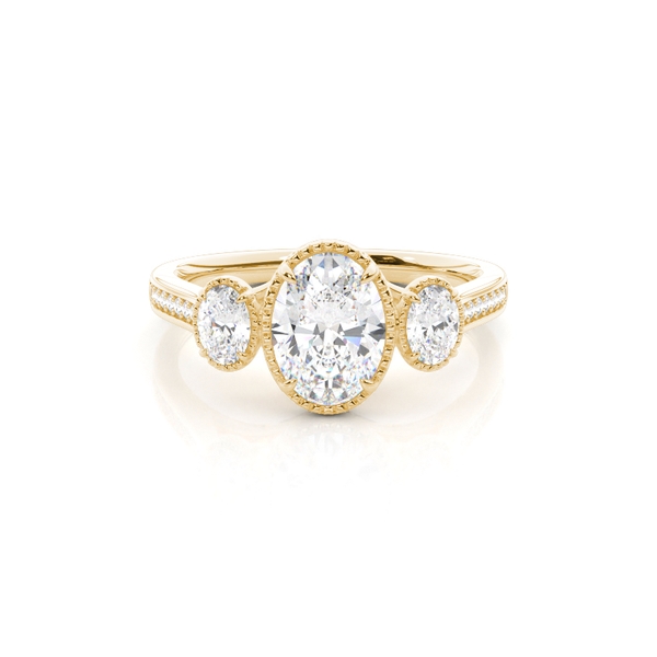 Vintage Oval Shape Trilogy Diamond Engagement Ring