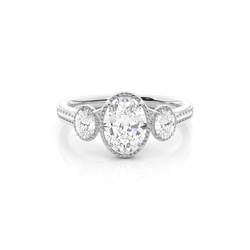 Vintage Verlobungsring mit ovalem Trilogie-Diamant