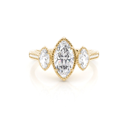 Vintage Marquise Shape Trilogy Diamond Engagement Ring