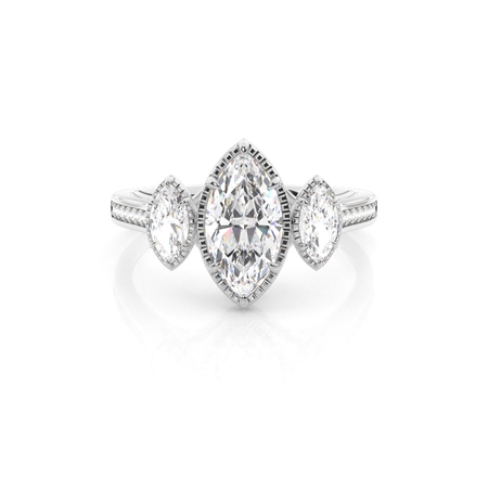 Vintage Verlobungsring mit marquise Trilogie-Diamant