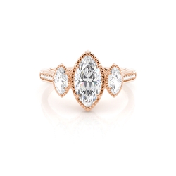 Vintage Verlobungsring mit marquise Trilogie-Diamant
