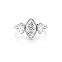 Vintage Verlobungsring mit marquise Trilogie-Diamant