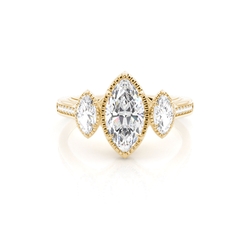 Vintage Marquise Shape Trilogy Diamond Engagement Ring