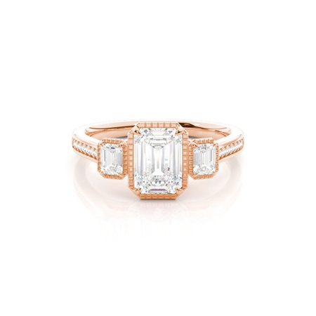 Vintage Verlobungsring mit smaragd Trilogie-Diamant