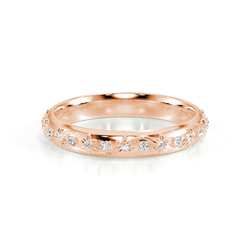 Engraved Diamond Set Vintage Wedding Band