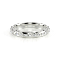 Engraved Diamond Set Vintage Wedding Band