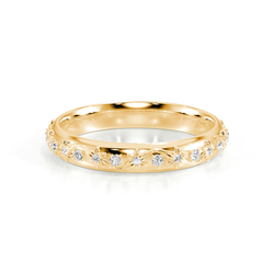 Engraved Diamond Set Vintage Wedding Band