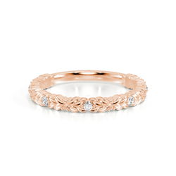 Engraved Diamond Set Vintage Wedding Band