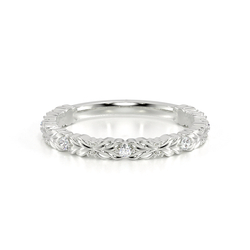 Engraved Diamond Set Vintage Wedding Band