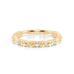 Gravierter Vintage-Trauring mit Diamantbesatz
