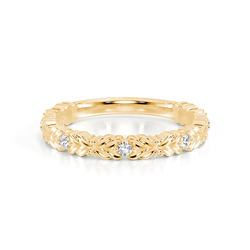 Gravierter Vintage-Trauring mit Diamantbesatz