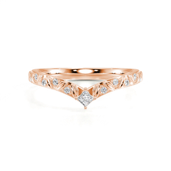 Chevron Shaped Diamond Set Vintage Wedding Band